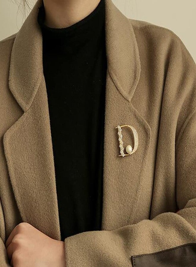 GUAFEIH Crystal Pearl Initial Brooch Gold Plated Rhinestone D Letter Alphabet Breastpin Pin Jewelry for Gifts - Image 3